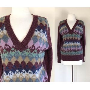 vintage 50s agryle grandpa sweater fair isle jumper normcore mod boho 1950s